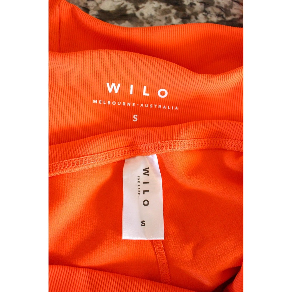 Wilo The Label Activewear Set Small Orange Ribbed Crop Top Biker Shorts 2-Piece - Picture 5 of 5